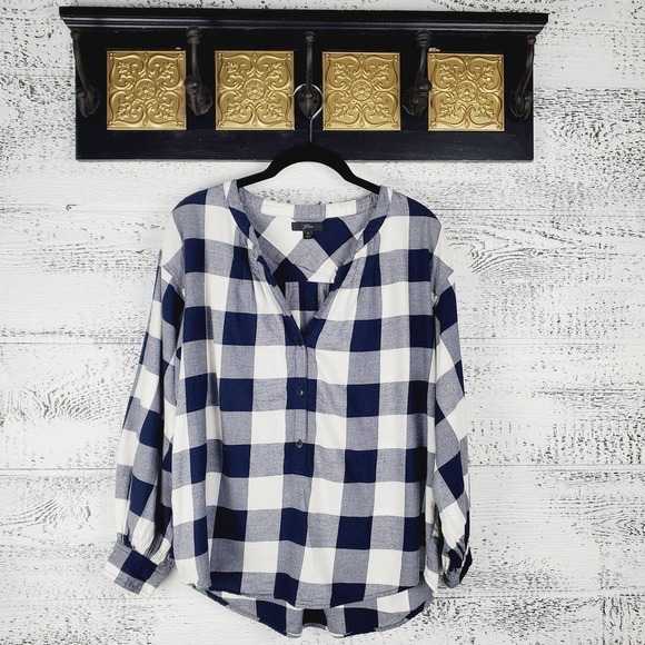 J. Crew Tops - J. Crew Buffalo Checkered Puff Long Sleeves Casual Flannel Top